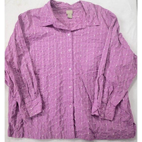 Sigrid Olsen Sport Women's Button Down Shirt Purple Size 3X Long Sleeve Stretchy - Picture 1 of 7